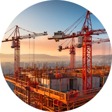 Construction structures reflecting engineering services and infrastructure solutions for industrial growth in Angola.